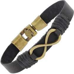trendor 75799 Leder-Armband Unendlichkeit Schwarz
