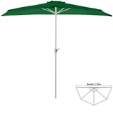 Balkon Sonnenschirm grün halbrund 2,7m Polyester 160 g/m2  Höhe 235 cm Kurbel