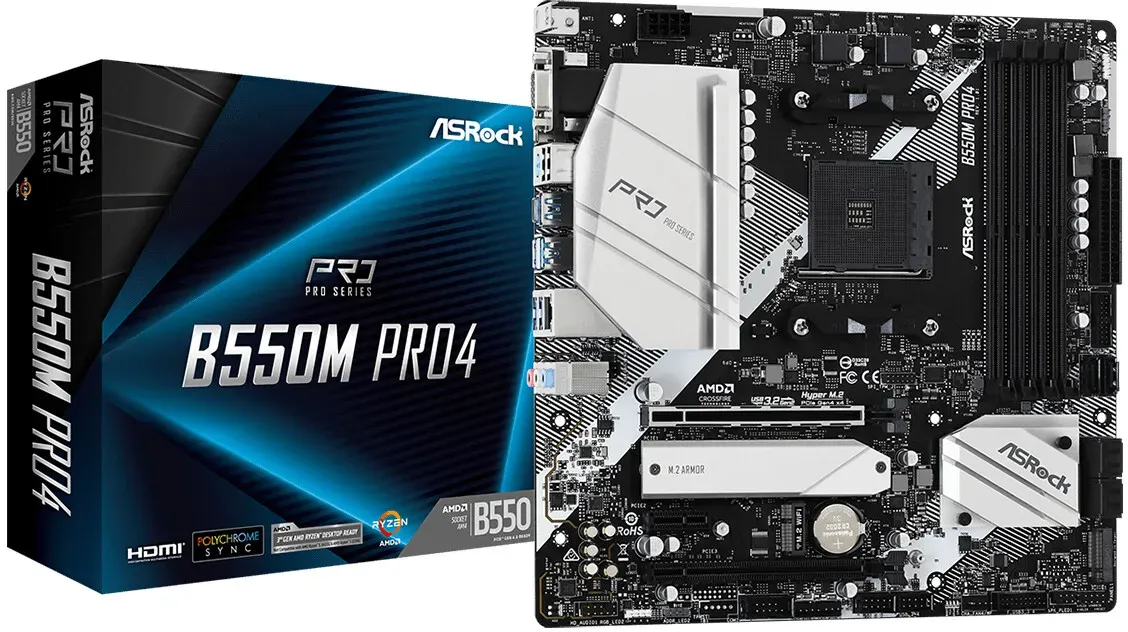 Asrock B550M Pro4 AMD B550 Sockel AM4 micro ATX