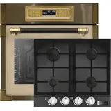 Kaiser Küchengeräte Backofen-Set EH 6726 ElfAD+KCG 6387, Retro Einbau Backofen 80L +Einbau Gaskochfeld 60cm