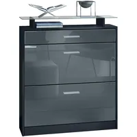 Vladon Schuhschrank Grau, Holzwerkstoff, 89x104x23 cm, Garderobe, Schuhaufbewahrung, Schuhschränke