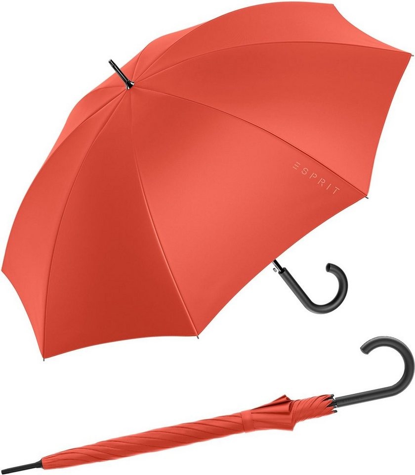 Esprit Stockregenschirm Damen-Regenschirm mit Automatik HW 2023, groß und stabil, in den Trendfarben - spicy orange orange