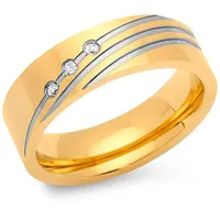 Unique Fingerring Unique Edelstahlring vergoldet 6mm Zirkonia R9195cz goldfarben 64 (20.4)