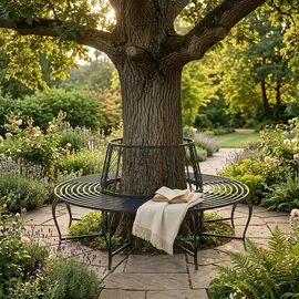 Relaxdays Baumbank 85 x 160 x 160 cm Schwarz