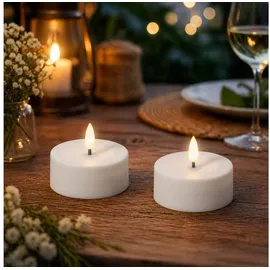 MARELIDA LED Solar Maxi Teelichter Kunststoff D: 7 cm 2er Set weiß