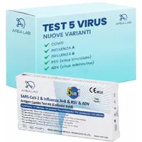 3 x Influenza A/B - Rapid Antigen-Test 5 Viren in 1 | Influenza A B, COVID-19, RSV und Adenovirus ADV | Für Erwachsene und Kinder | Gesundheitsministerium registriert | CE (3 Stk.)