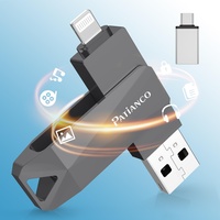 Patianco MFi-zertifizierter USB Stick für iPhone 256GB Speicherstick Externer Speichererweiterung für iPad USB 3.0 Pendrive Flashdrive Handy 3 in1 für Type C Android/iPad/iPhone/Laptop/PC/iOS(256GB)