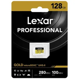 Lexar Gold MicroSDXC, UHS-II, U3, V60 Professional Speicherkarte 128 GB