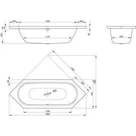 Bette Starlet Sechseckbadewanne 70 x 188 cm (2040-000)