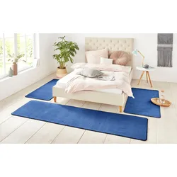 Bettumrandung »Shashi«, (3 tlg.), Kurzflor, Unifarben, Teppich, Bettläufer, Bettvorleger, Teppichläufer, 124102-14 blau U-förmig