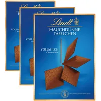 Lindt Schokolade Hauchdünne Täfelchen Vollmilch | 125 g | Hauchdünne Täfelchen aus feinster Vollmilchschokolade | Einzigartig dünn und traumhaft zartschmelzend | Schokoladengeschenk (Packung mit 3)