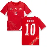 PUMA Original SFV Schweiz Trikot Herren [Home WM 2026] Offizielles Schweiz Trikot [Xhaka 10] Fussball Weltmeisterschaft [WM 26] Nationalmannschaft Jersey I Gr. S - S