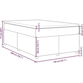 vidaXL Boxspringbett mit Matratze Hellgrau 140x200 cm Stoff