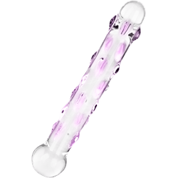 Glasdildo mit Noppen, 20,5 cm, rosa | transparent