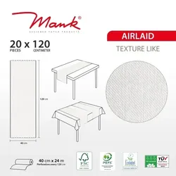 MANK Tischläufer Airlaid Knut Streifen, 40 cm x 24 m, 1 Stück - Tischtuch Tischband Tischwäsche