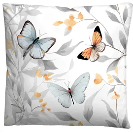 biberna Bettwäsche Tencel 0474494 Schmetterlinge 1x 135x200 cm + 1x 80x80 cm, Weiss