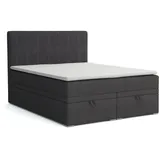 Deine Möbel 24 Boxspringbett DAGA Boxbett Polsterbett Komplettbett Bett mit einer Matratze H4 (Taschenfederkernmatratzen 7 Zonen H4 Grau Hellgrau Schwarz Anthrazit Beige Samt Velour, 3-St., Taschen-federkernmatratze 7 Zonen H4 PREMIUM Bett), inkl Topper, Bettkasten 120x200 140x200 160x200 180x200 200x200 grau