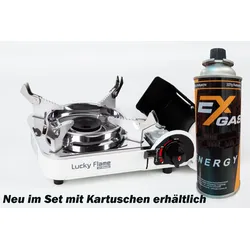 Lucky Flame LF-90 mini Gaskocher mit MSF-1A Kartuschen (Auswahl Kartuschenanzahl...
