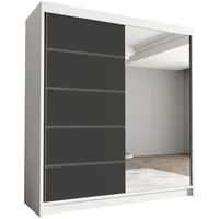 Silape Sofnet Schwebetürenschrank Weiß, Schwarz, Holzwerkstoff, Rechteckig, 180x215x58 cm