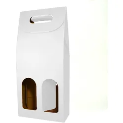 25x Leere weiße Kartonbox für 2 Weinflaschen 18x9x40cm - Verpackung für Weinflaschen für Weihnachts-, Oster-, Geburtstagsgeschenke, für Weinkeller