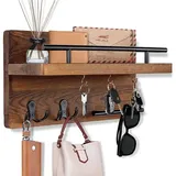 Schlüsselbrett Aus Holz Zur Wandmontage Mit Fünf Haken Und Einem Regal Zum Aufhängen Von Schlüsseln Und Kleinen Gegenständen Aufbewahrungsmöglichkeiten Für Eingangsbereich Und Flur
