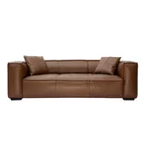 miliboo Schlafcouch Leder 3-Sitzer Braun