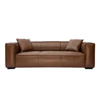 miliboo Schlafcouch Leder 3-Sitzer Braun