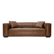 miliboo Schlafcouch Leder 3-Sitzer Braun