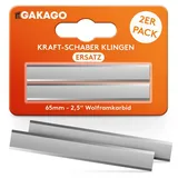 Gakago Ersatzklinge Kraft-Schaber (2er Pack) - Hochwertige 65mm Ziehklinge aus langlebigen Wolframcarbid für Holz, Metall, Beton oder Stein