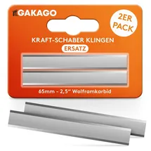 Gakago Ersatzklinge Kraft-Schaber (2er Pack) - Hochwertige 65mm Ziehklinge aus langlebigen Wolframcarbid für Holz, Metall, Beton oder Stein