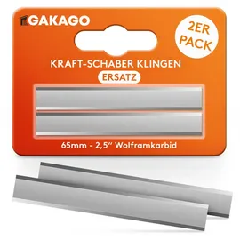 Gakago Ersatzklinge Kraft-Schaber (2er Pack) - Hochwertige 65mm Ziehklinge aus langlebigen Wolframcarbid für Holz, Metall, Beton oder Stein