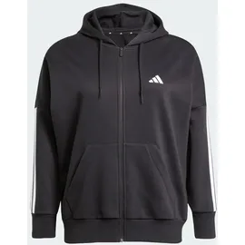 adidas Essentials 3-Streifen Full-Zip Fleece Kapuzenjacke Herren Schwarz/Weiß 2X