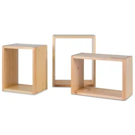 Homestyle4u Wandregal 3er Set 1904 Hängeregal 190 x 20 x 20 cm Braun