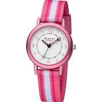 REGENT F-1368 34 mm Kunststoffgehäuse Schwarz/Grau Silikonarmband Pink