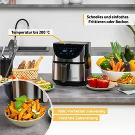 First Austria Heißluftfritteuse 5,8 L Edelstahl