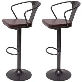 Proregal 2er-Set Barhocker mit Lehne Sitzhöhe 63-83cm Armlehne Tresenhocker Barstuhl Industrial drehbar vintage Schwarz-braun| höhenverstellbar