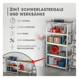 EasyMaxx 2x Schwerlastregal Metall Steckregal Werkstatt Keller Regal System 180 x 90 40