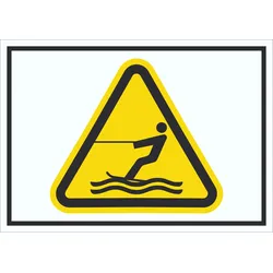 Schild Warnung Wasserski-Bereich Symbol A1 Rückseite selbstklebend
