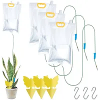 Relaxdays Tropfbewässerungsbeutel mit Gelbstickern, 4er Set, Pflanzen Infusionsbeutel 3,5