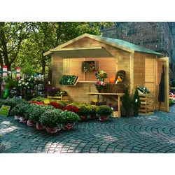 Gartenhaus KARIBU "Verkaufshaus 2 naturbelassen", beige (naturbelassen), Holz, Gartenhäuser, aus hochwertiger nordischer Fichte