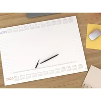 Schreibtischunterlage "Desktop Assistent White" aus Papier DIN A2 | Kalendarium '26 und '27 | viele praktische Features | 25 Blatt | Notiz Unterlage | + extra Kalenderblatt