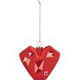 Alessi Amore al Cubo GJ02 18 – Weihnachtsdekoration, die EIN Rotes Herz Darstellt, aus Mundgeblasenem Glas in Einer Form und von Hand Dekoriert