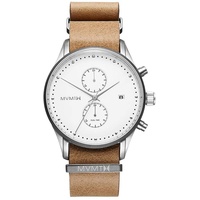 MVMT Analog Quarzuhr für Herren mit Beiges Lederarmband -