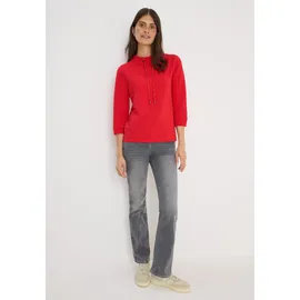 Cecil CECIL, Ottoman Shirt (fiery red L (42), rot rot), Stoff, 60% Polyester, 37% Viskose, 3% Elasthan, unifarben, normal, normal, Rundhals, abgesteppt, Shirts 3/4-Arm-Shirt, mit 3/4 Ärmeln
