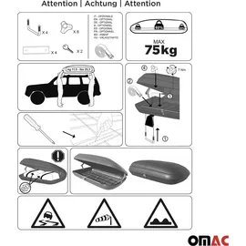 Omac Dachbox Dachkoffer Gepäckbox 480 Liter Carbonlook Abschließbar Autobox