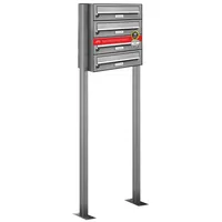 AL Briefkastensysteme 4er Premium Standbriefkasten Edelstahl Silber