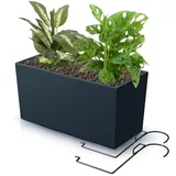 Blumenkübel Blumentopf Rattan Trapez Anthrazit Glatt Struktur H 19,5 cm 12 L