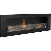 AARON HOME Milano Ethanol Kamin, Wandmontiert, Edelstahl, 128x42cm (Schwarz)