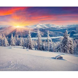 Fototapete PAPERMOON "ALPEN-WINTER GEBIRGE XXL", bunt, B:4,00m L:2,60m, Vlies, Tapeten