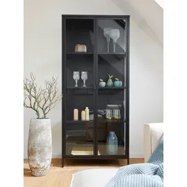 Actona Vitrine ACTONA GROUP "New York", schwarz, B:80cm H:180cm T:40cm, Metall, Schränke, Vitrine, schwarzes Metall, mit Glastüren und 4 Fächern, Höhe 180cm